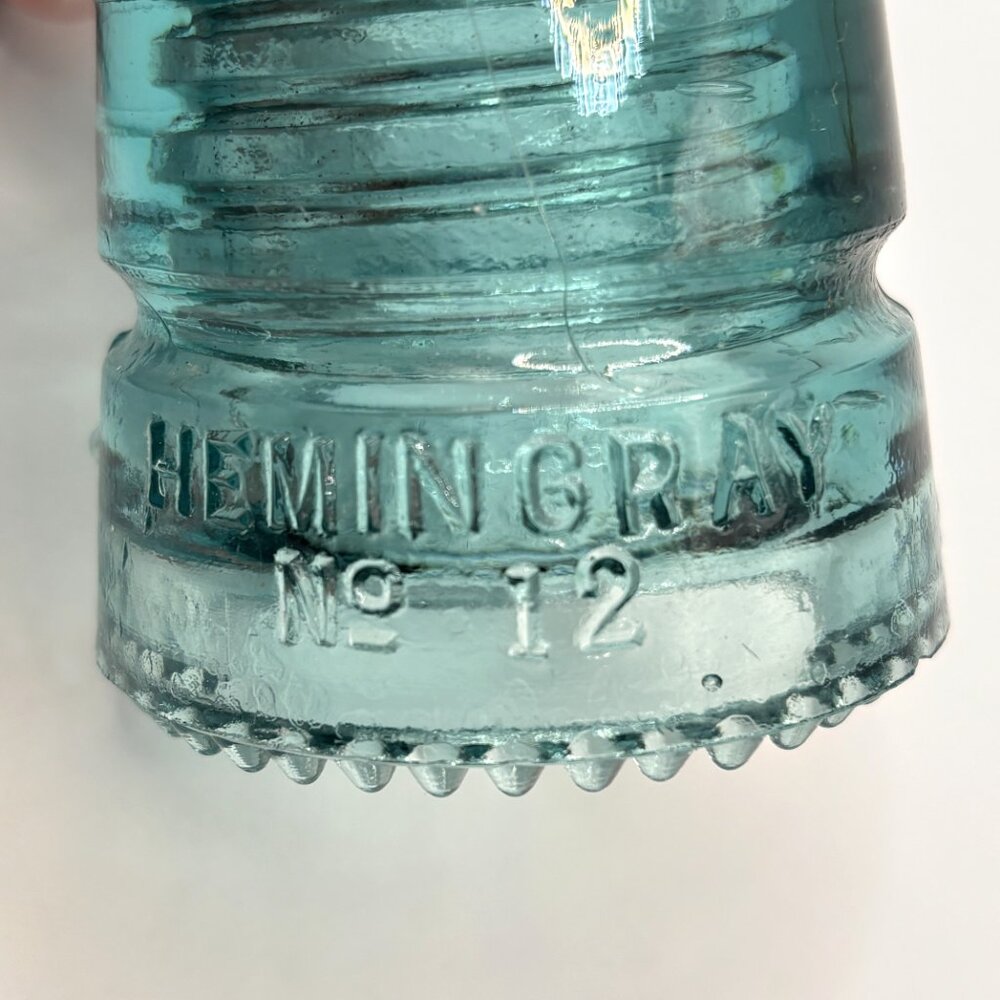 Vintage Hemingray No. 12 Aqua Blue Glass 4" Insulator Patented MAY 2 1893 - Picture 2 of 11
